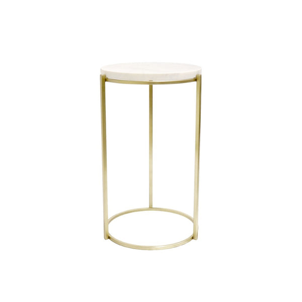 Pasargad Carina Marble Top Side Table - Unique Handcrafted White/Gold Design For Modern Homes White Stainless Steel Psac-148