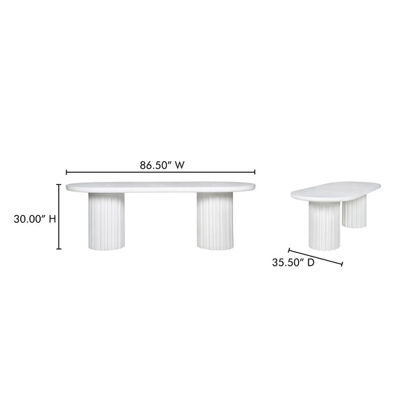 Moe's Home Eris Outdoor Dining Table - Unique Fiberglass Reinforced Concrete Design For Indoor And Outdoor Use White Fiberglass Reinforced Concrete,Steel Connecting Table Top And Base Jk-1011-18-0