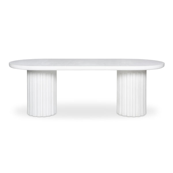 Moe's Home Eris Outdoor Dining Table - Unique Fiberglass Reinforced Concrete Design For Indoor And Outdoor Use White Fiberglass Reinforced Concrete,Steel Connecting Table Top And Base Jk-1011-18-0