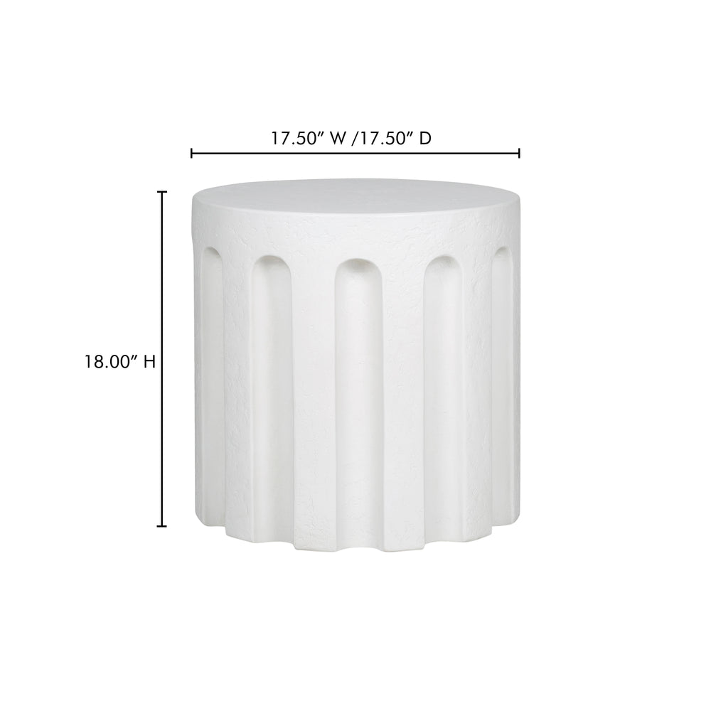 Moe's Home Eris Outdoor Accent Table - Stylish Fluted Design In Durable Fiberglass Reinforced Concrete For Versatile Use White Fiberglass Reinforced Concrete Jk-1013-18