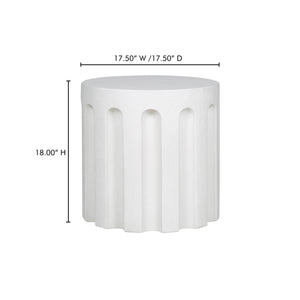 Moe's Home Eris Outdoor Accent Table - Stylish Fluted Design In Durable Fiberglass Reinforced Concrete For Versatile Use White Fiberglass Reinforced Concrete Jk-1013-18