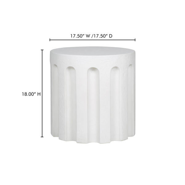 Moe's Home Eris Outdoor Accent Table - Stylish Fluted Design In Durable Fiberglass Reinforced Concrete For Versatile Use White Fiberglass Reinforced Concrete Jk-1013-18