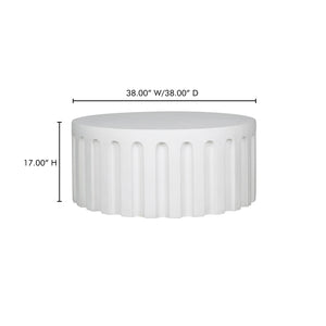 Moe's Home Eris Outdoor Coffee Table - Unique Fluted Design In Fiberglass Reinforced Concrete For Indoor & Outdoor Use White Fiberglass Reinforced Concrete Jk-1014-18
