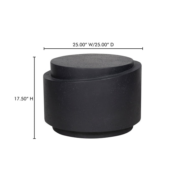 Moe's Home Cosmo Modern Outdoor Accent Table - Unique Lava-stone Finish For Earthy Style In Any Space Black Concrete,Stone Jk-1016-02