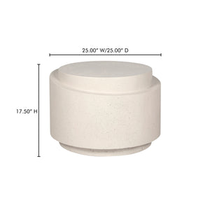Moe's Home Cosmo Modern Outdoor Accent Table - Unique Lava-stone Finish For Earthy Style In Any Space White Concrete,Stone Jk-1016-18