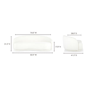 Moe's Home Excelsior Sofa - Elegant Boucle Upholstered Design For Comfort And Sophistication In Any Space White Upholstery, Boucle Fabric 95% Polyester,5% Acrylic,Pine And Plywood Frame Jm-1009-05