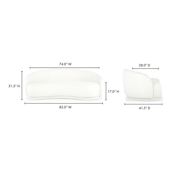 Moe's Home Excelsior Sofa - Elegant Boucle Upholstered Design For Comfort And Sophistication In Any Space White Upholstery, Boucle Fabric 95% Polyester,5% Acrylic,Pine And Plywood Frame Jm-1009-05