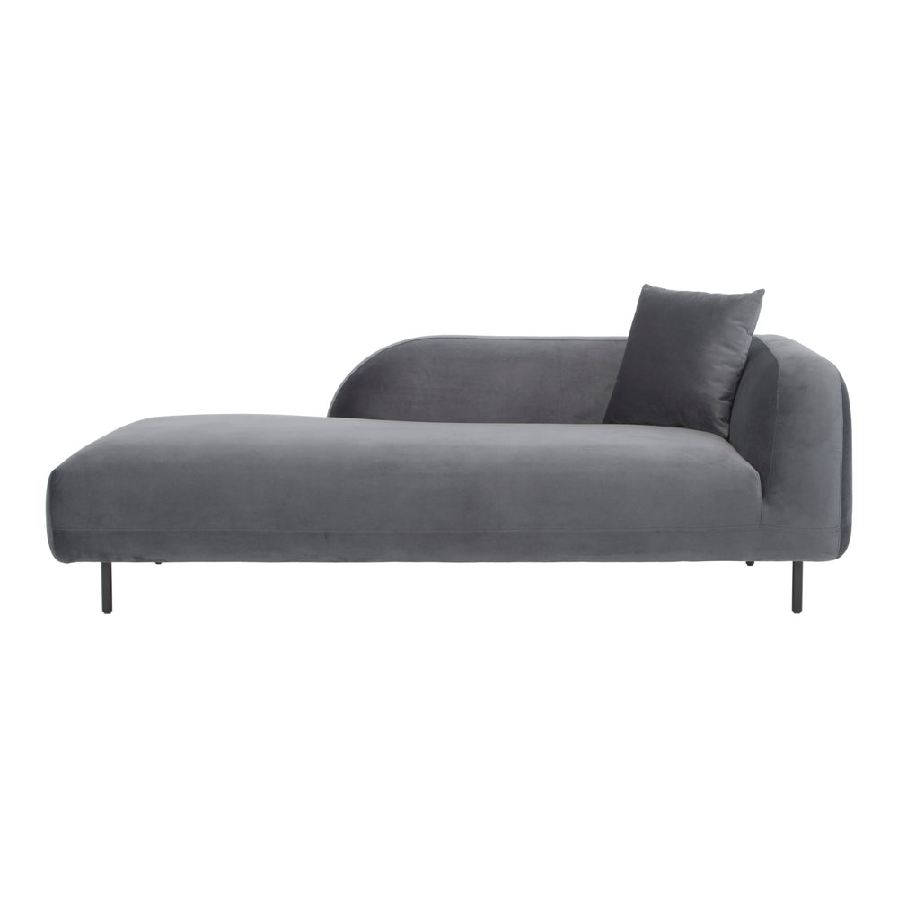 Moe's Home Deleuze Chaise Lounge - Sculptural Comfort With Curves, Minimalist Design & High-quality Upholstery Grey Upholstery, 100% Polyester,Steel Legs,Pine And Plywood Frame Jm-1013-25