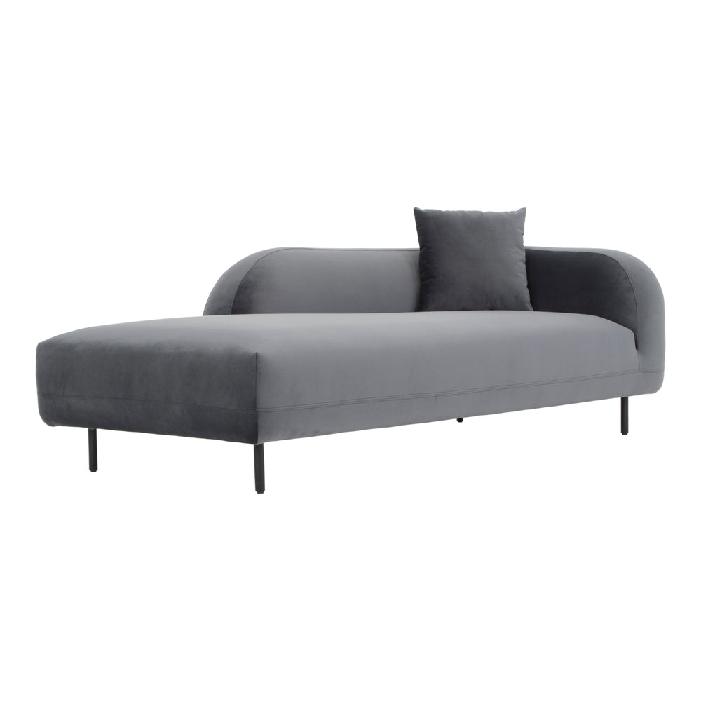 Moe's Home Deleuze Chaise Lounge - Sculptural Comfort With Curves, Minimalist Design & High-quality Upholstery Grey Upholstery, 100% Polyester,Steel Legs,Pine And Plywood Frame Jm-1013-25
