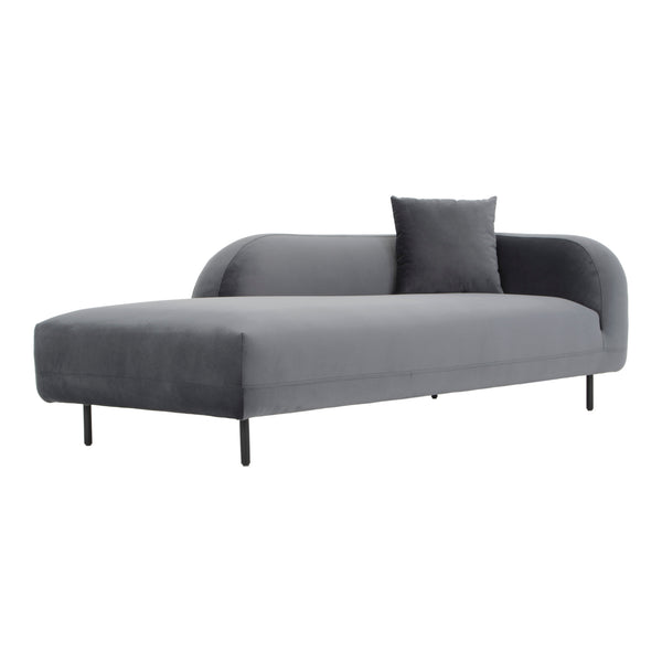 Moe's Home Deleuze Chaise Lounge - Sculptural Comfort With Curves, Minimalist Design & High-quality Upholstery Grey Upholstery, 100% Polyester,Steel Legs,Pine And Plywood Frame Jm-1013-25