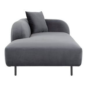 Moe's Home Deleuze Chaise Lounge - Sculptural Comfort With Curves, Minimalist Design & High-quality Upholstery Grey Upholstery, 100% Polyester,Steel Legs,Pine And Plywood Frame Jm-1013-25