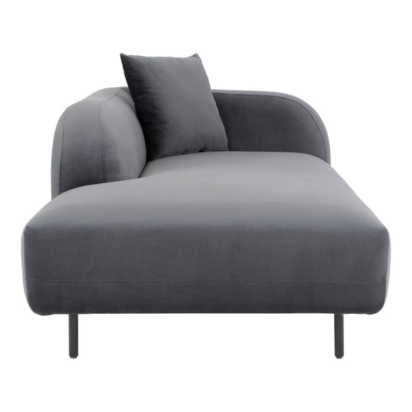 Moe's Home Deleuze Chaise Lounge - Sculptural Comfort With Curves, Minimalist Design & High-quality Upholstery Grey Upholstery, 100% Polyester,Steel Legs,Pine And Plywood Frame Jm-1013-25