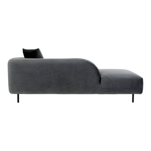 Moe's Home Deleuze Chaise Lounge - Sculptural Comfort With Curves, Minimalist Design & High-quality Upholstery Grey Upholstery, 100% Polyester,Steel Legs,Pine And Plywood Frame Jm-1013-25
