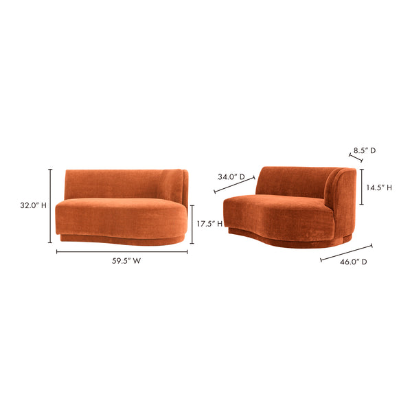 Moe's Home Yoon Modular Sectional Sofa - Versatile Comfort With Soft Upholstery For Stylish Living Spaces Red Upholstery, 100% Polyester,Fsc Wood 100% On Frame And Legs Jm-1016-06