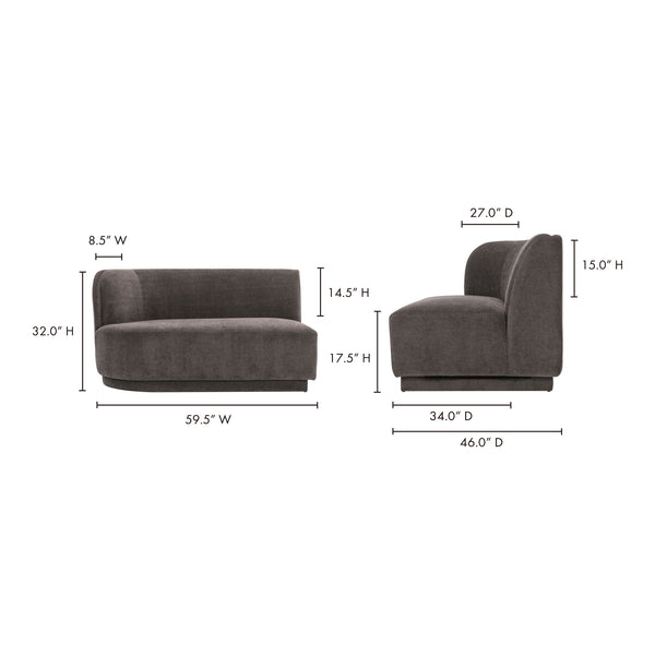 Moe's Home Yoon Modular Sectional Sofa - Versatile Comfort With Soft Upholstery For Stylish Living Spaces Grey Upholstery, 100% Polyester,Fsc Wood 100% On Frame And Legs Jm-1017-25