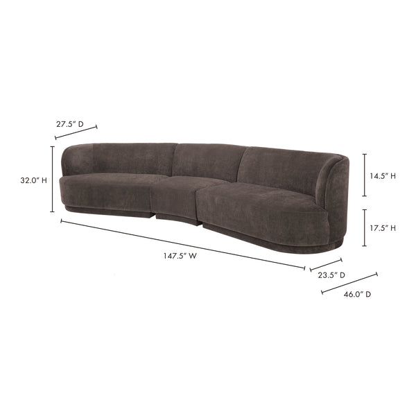 Moe's Home Yoon Modular Sectional Sofa - Unique Design For Comfort & Style In Versatile Living Spaces Grey Upholstery, 100% Polyester,Fsc Wood 100% On Frame And Legs Jm-1021-25