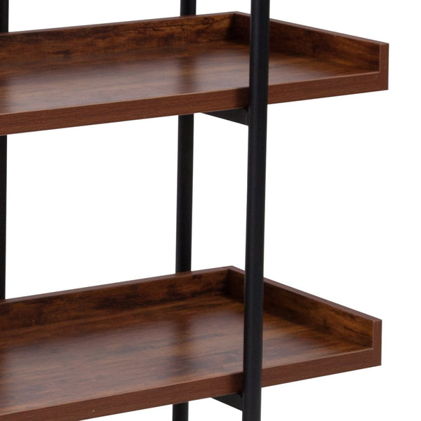 English Elm Mayfair 3 Shelf Rustic Wood Grain Display Unit with Black Metal Frame - Stylish Storage Solution JN-2542B3-GG