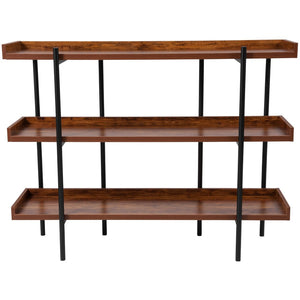 English Elm Mayfair 3 Shelf Rustic Wood Grain Display Unit with Black Metal Frame - Stylish Storage Solution JN-2542B3-GG