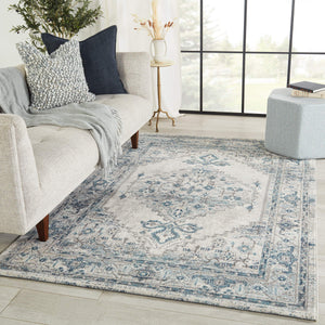 Jaipur Living Vibe by Jaipur Living Lisette Ornate Medallion Polypropylene Rug for Rooms Blue 3'X10' RUG152757