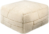 Jakob JOPF-002 14"H x 24"W x 24"D Pouf JOPF002-142424  Off-White, Pearl, Ash Surya