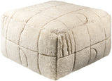 Jakob JOPF-003 14"H x 24"W x 24"D Pouf JOPF003-142424  Off-White, Light Grey, Warm Grey, Beige Surya