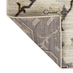 AMER Rugs Jordan Eva JOR-10 Power-Loomed Machine Made Polypropylene Traditional Medallion Rug Ivory/Blue 9'2" x 12'2"