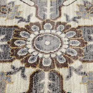 AMER Rugs Jordan Eva JOR-10 Power-Loomed Machine Made Polypropylene Traditional Medallion Rug Ivory/Blue 9'2" x 12'2"