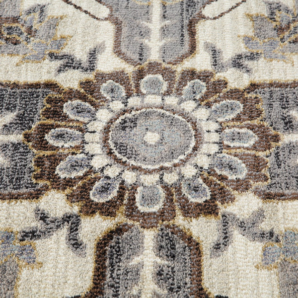 AMER Rugs Jordan Eva JOR-10 Power-Loomed Machine Made Polypropylene Traditional Medallion Rug Ivory/Blue 9'2" x 12'2"