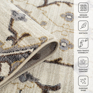 Amer Rugs Jordan Persian Bordered Power-loom Area Rug – Timeless Design, Softness & Durability For Any Space Ivory,Blue Polypropylene Jor10110211