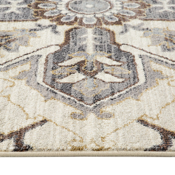 AMER Rugs Jordan Eva JOR-10 Power-Loomed Machine Made Polypropylene Traditional Medallion Rug Ivory/Blue 9'2" x 12'2"