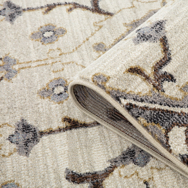 AMER Rugs Jordan Eva JOR-10 Power-Loomed Machine Made Polypropylene Traditional Medallion Rug Ivory/Blue 9'2" x 12'2"