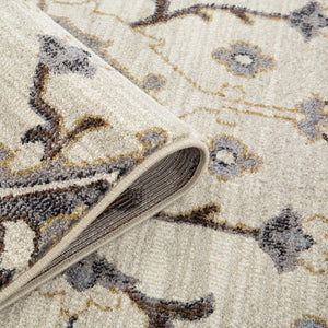 AMER Rugs Jordan Eva JOR-10 Power-Loomed Machine Made Polypropylene Traditional Medallion Rug Ivory/Blue 9'2" x 12'2"