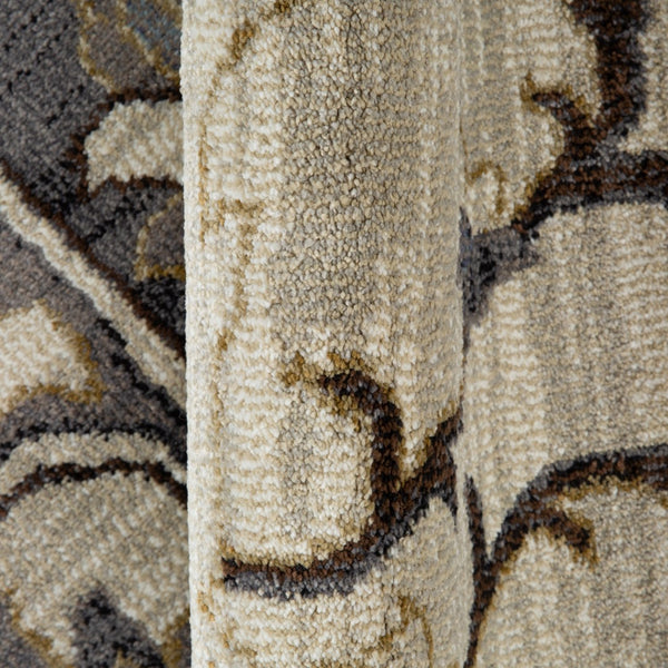 AMER Rugs Jordan Eva JOR-10 Power-Loomed Machine Made Polypropylene Traditional Medallion Rug Ivory/Blue 9'2" x 12'2"