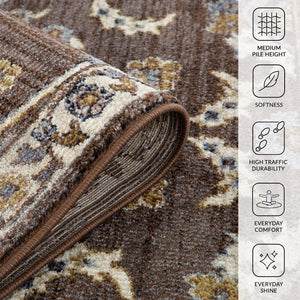 Amer Rugs Jordan Persian Bordered Power-loom Area Rug - Timeless Design, Easy-care, Soft & Durable Floor Art Brown Polypropylene Jor11110211