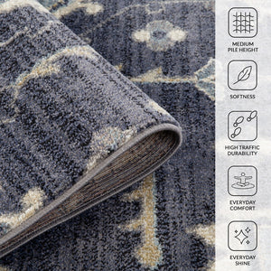 Amer Rugs Jordan Persian Bordered Power-loom Area Rug – Timeless Design, Softness & Durability For Any Space Purple Polypropylene Jor12110211