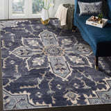 AMER Rugs Jordan Eva JOR-12 Power-Loomed Machine Made Polypropylene Traditional Medallion Rug Purple 9'2" x 12'2"