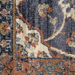 AMER Rugs Jordan Bea JOR-2 Power-Loomed Machine Made Polypropylene Traditional Floral Rug Navy Blue 9'2" x 12'2"