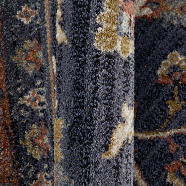 AMER Rugs Jordan Bea JOR-2 Power-Loomed Machine Made Polypropylene Traditional Floral Rug Navy Blue 9'2" x 12'2"