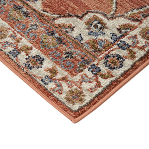 AMER Rugs Jordan Bea JOR-3 Power-Loomed Machine Made Polypropylene Traditional Floral Rug Orange 9'2" x 12'2"