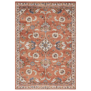Amer Rugs Jordan Persian Bordered Power-loom Area Rug - Timeless Design, Easy-care, Soft & Durable Floor Art Orange Polypropylene Jor3110211