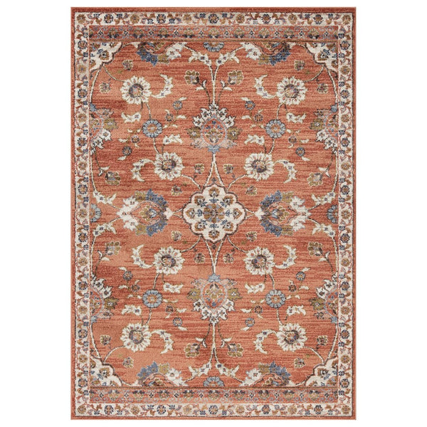 Amer Rugs Jordan Persian Bordered Power-loom Area Rug - Timeless Design, Easy-care, Soft & Durable Floor Art Orange Polypropylene Jor3110211
