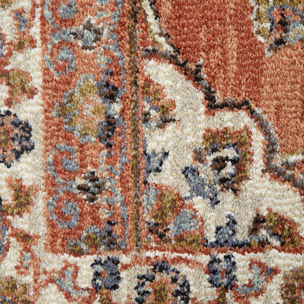 Amer Rugs Jordan Persian Bordered Power-loom Area Rug - Timeless Design, Easy-care, Soft & Durable Floor Art Orange Polypropylene Jor3110211