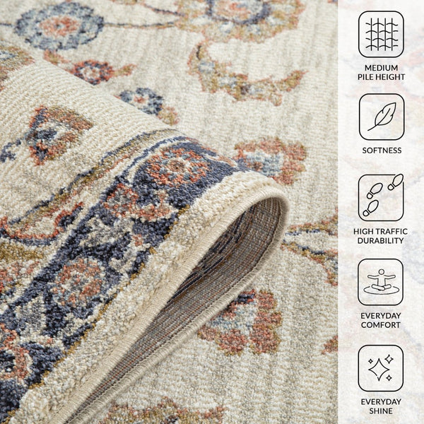 Amer Rugs Jordan Persian Bordered Power-loom Area Rug - Timeless Design, Easy-care, Soft & Durable Floor Art Ivory Polypropylene Jor8110211