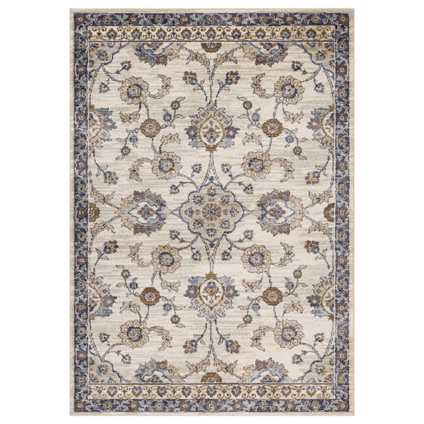 AMER Rugs Jordan Bea JOR-9 Power-Loomed Machine Made Polypropylene Traditional Floral Rug Ivory/Charcoal 9'2" x 12'2"