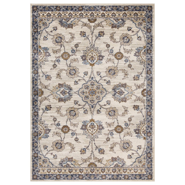 Amer Rugs Jordan Persian Bordered Power-loom Area Rug - Timeless Design, Easy-care, Soft & Durable Floor Art Ivory,Charcoal Polypropylene Jor9110211
