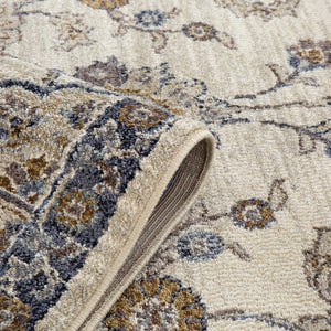 AMER Rugs Jordan Bea JOR-9 Power-Loomed Machine Made Polypropylene Traditional Floral Rug Ivory/Charcoal 9'2" x 12'2"