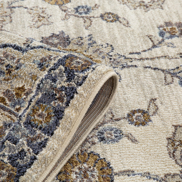 AMER Rugs Jordan Bea JOR-9 Power-Loomed Machine Made Polypropylene Traditional Floral Rug Ivory/Charcoal 9'2" x 12'2"