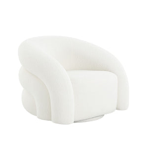 Pasargad Home Azzurro Swivel Chair - Luxurious Boucle Fabric, Modern Design, 360-degree Comfort Ivory Boucle Pzw-50046
