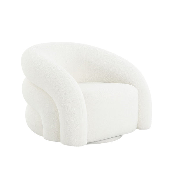 Pasargad Home Azzurro Swivel Chair - Luxurious Boucle Fabric, Modern Design, 360-degree Comfort Ivory Boucle Pzw-50046