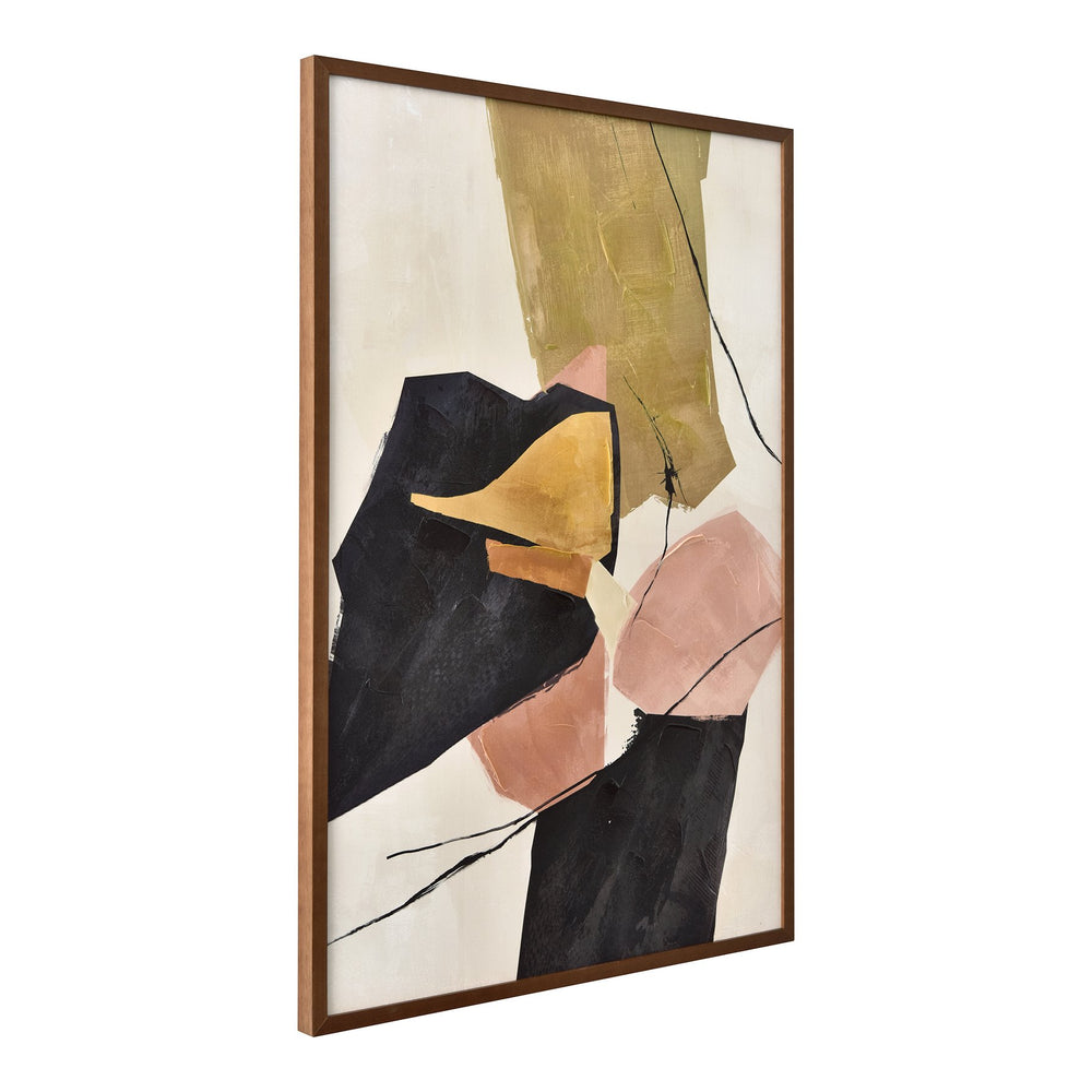 Moe's Home Anni Framed Painting - Vintage-inspired Abstract Art With Warm Tones And Elegant Brown Timber Frame Multicolor Acrylic Paint On Canvas,Brown Timber Frame Jq-1037-37